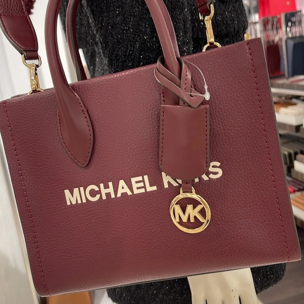 Michael Kors Mirella Small Pebbled Leather Shopper Top Zip Crossbody XBody NWT